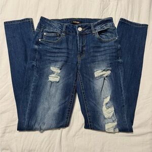 Women's Distressed Blue Jeans